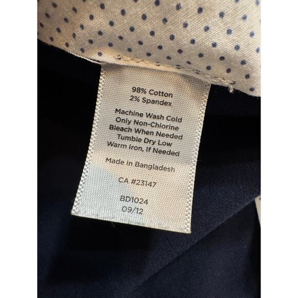 Talbots pants Navy Blue stretch cotton chino straight leg &  pockets Sz 12 Curvy - Picture 7 of 8